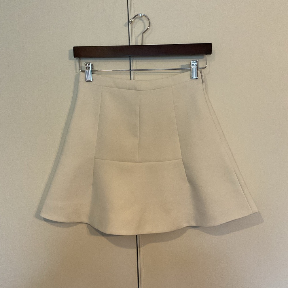 J. Crew Fit & Flared Cream Coquette 100% Linen Minimal Fully Lined Mini Skirt 00